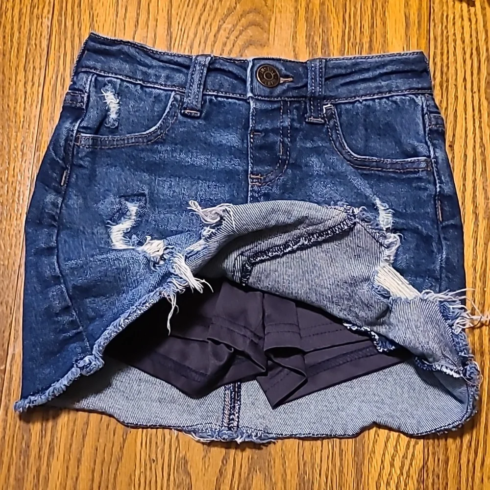 Justice Distressed High Rise Lined Denim Skirt - Girls 7